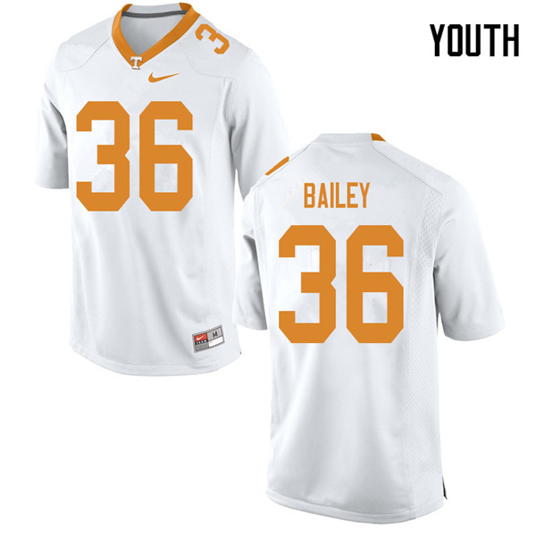 Youth #36 Terrell Bailey Tennessee Volunteers College Football Jerseys Sale-White - Click Image to Close